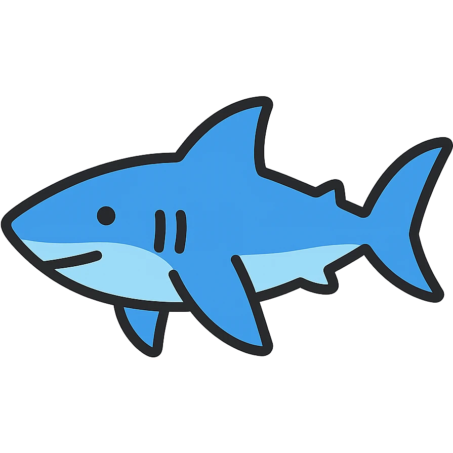 blue shark icon with color outline emoji