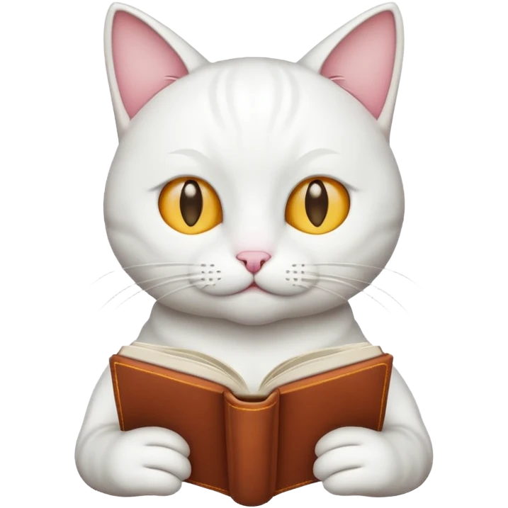 white Cat reading book emoji