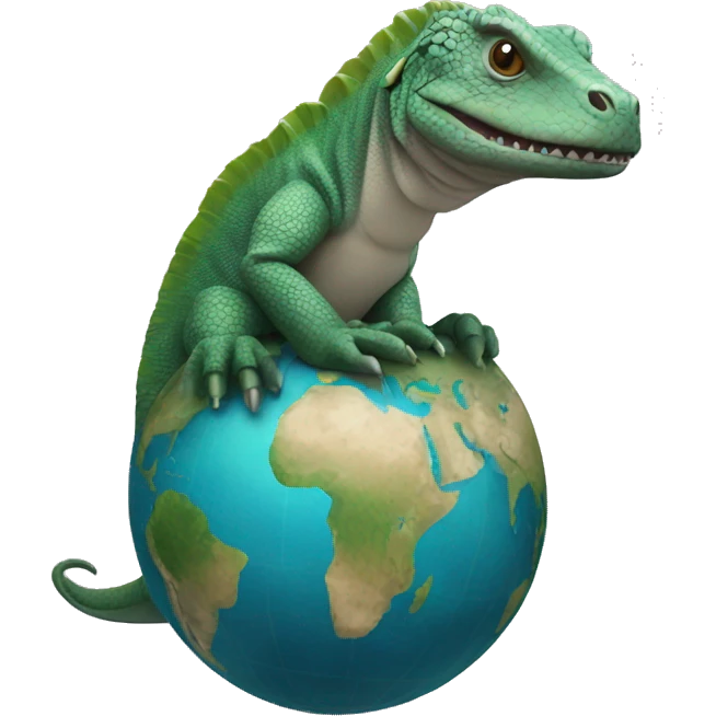 A komodo holding a world globe emoji