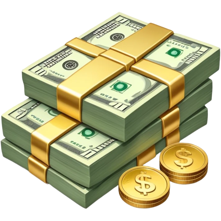 stack of dollar bills and coins emoji