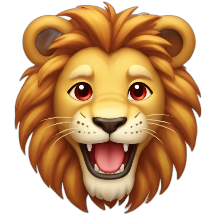 Smiling lion with Red Hearts in the eyes love emoji