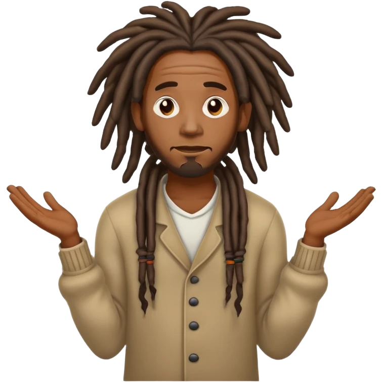  Black man with dreadlocks shrug emoji emoji