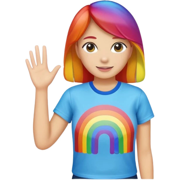 woman with rainbow coloref t shirt emoji
