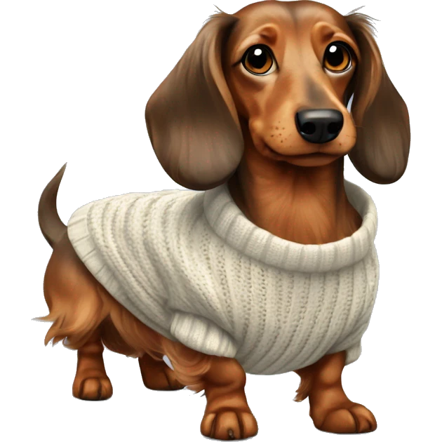 long haired dachshund in a sweater emoji