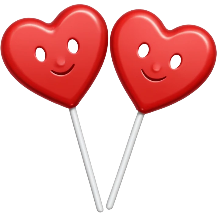 2 Christmas red heart-shaped lollipops with white "S" logo emoji