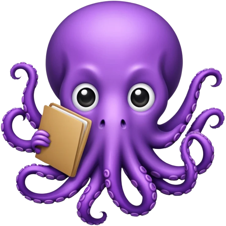 Purple octopus holding documents   emoji