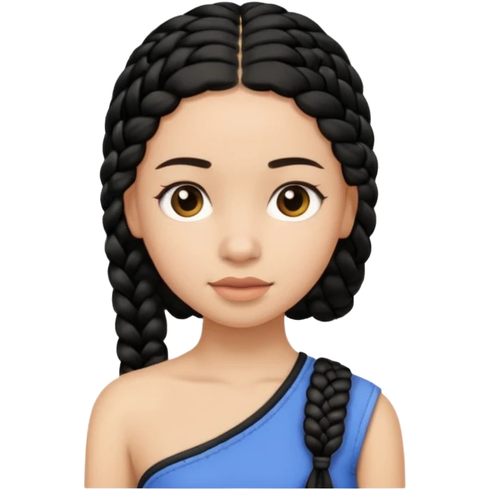 Girl with simple black braid  on one shoulder emoji
