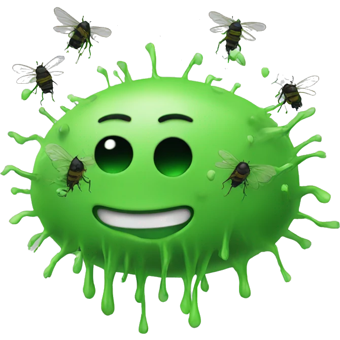 Green stink lines with flies flying around it emoji