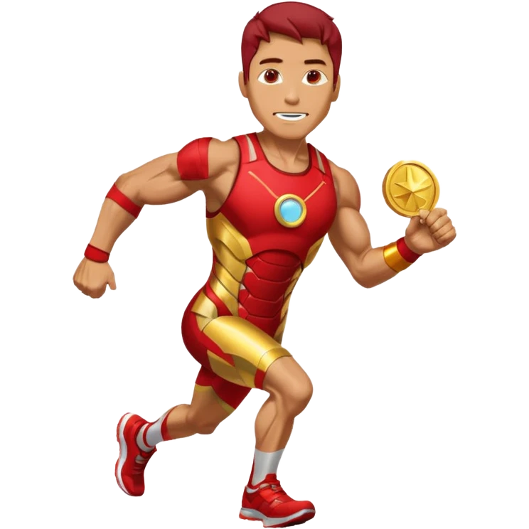 ironman picking running a marathon with gold medal emoji