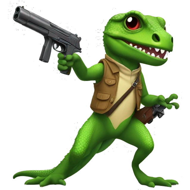 Lizard with gun emoji