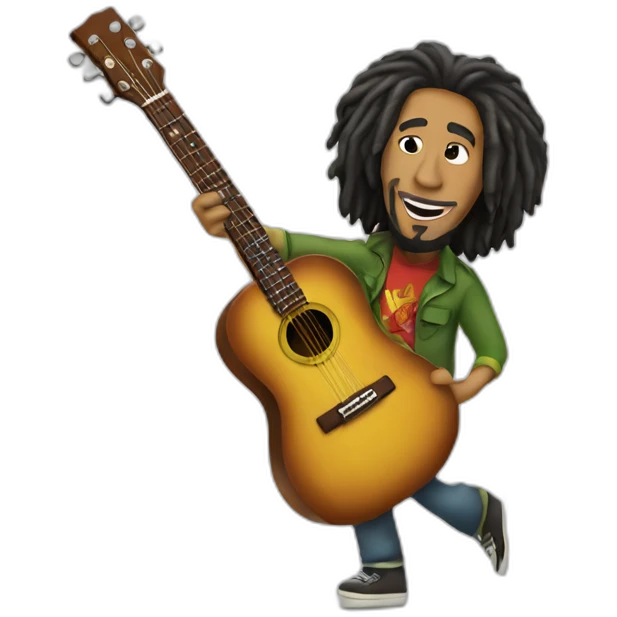 Bob Marley avec sa guitare  emoji