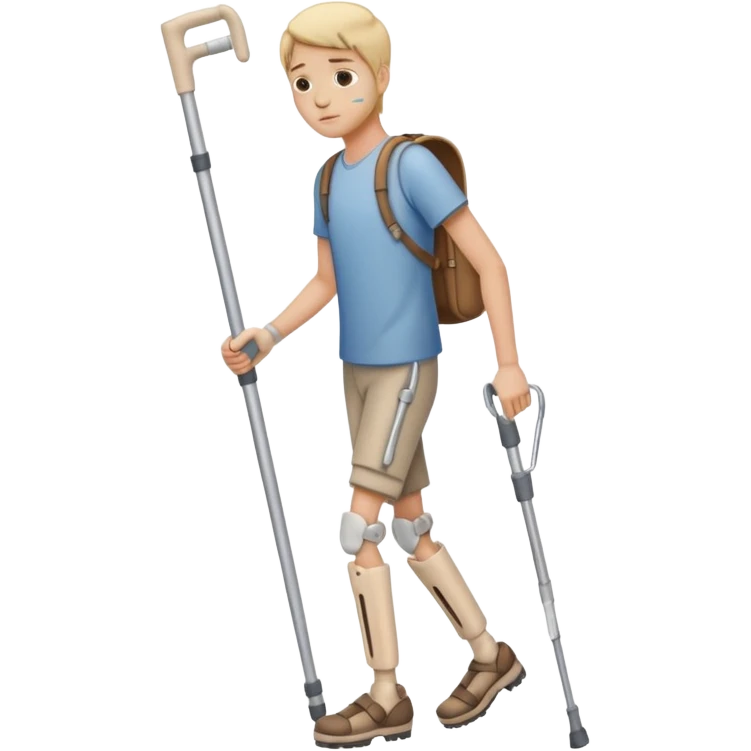 Create a person with crutches and has a broken leg emoji