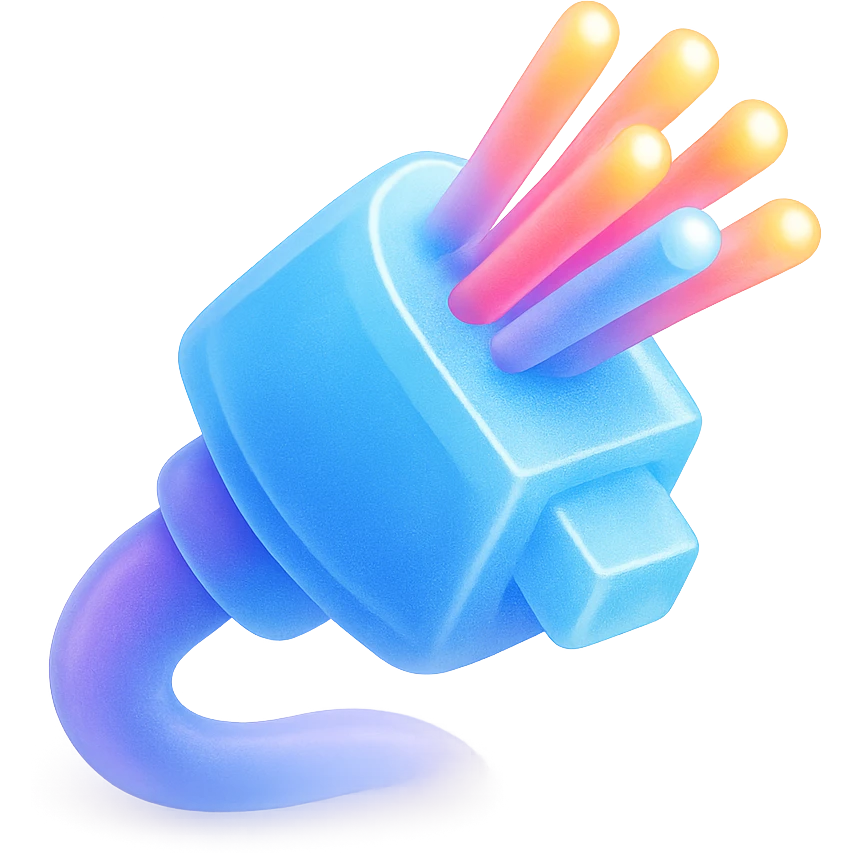 An optical cable illustrated in a playful and vibrant style, representing the fun and exciting aspects of high-speed internet. emoji