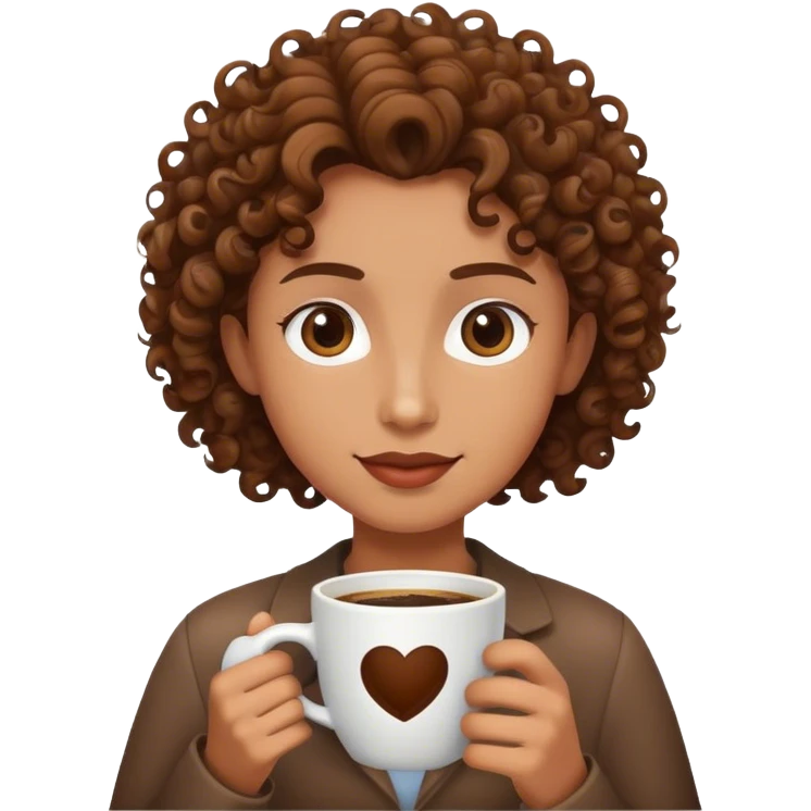 sunshine with curly brown hair and a coffee  emoji