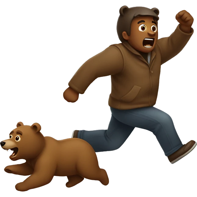 man being chased by bear emoji