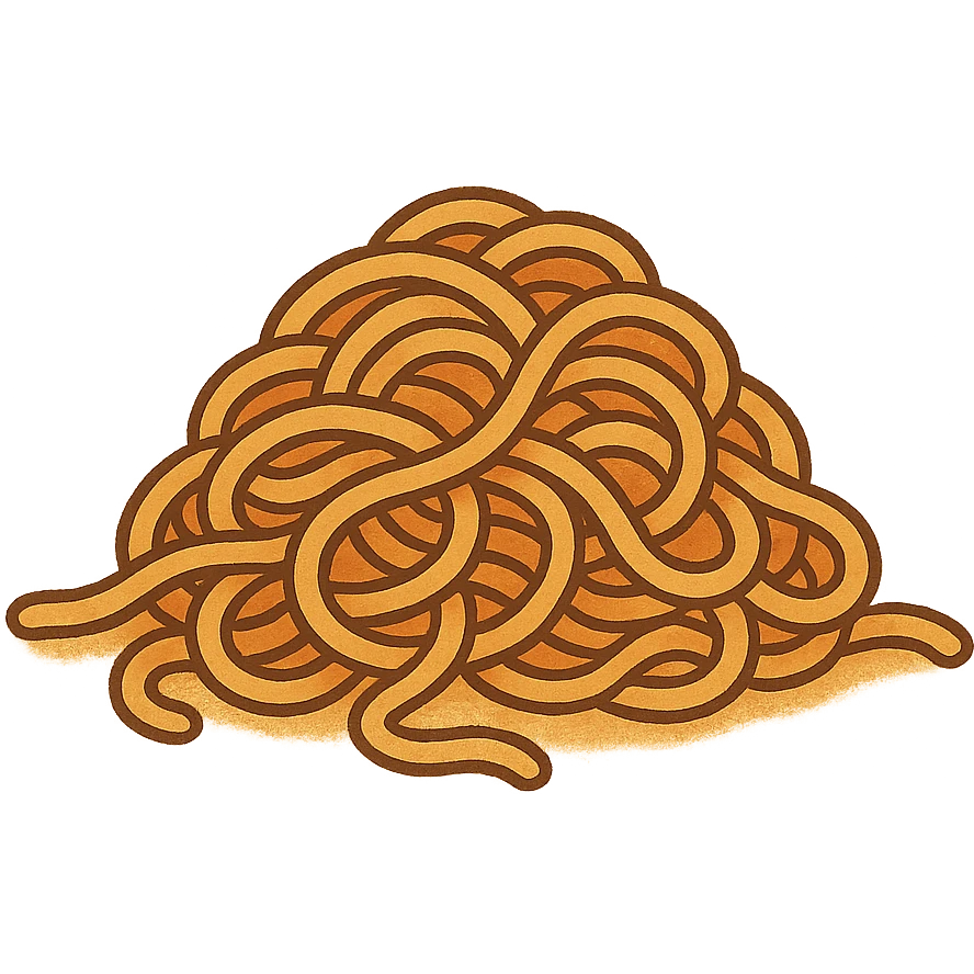 a pile of noodles with no bowl or chopsticks, isolated, simple background emoji