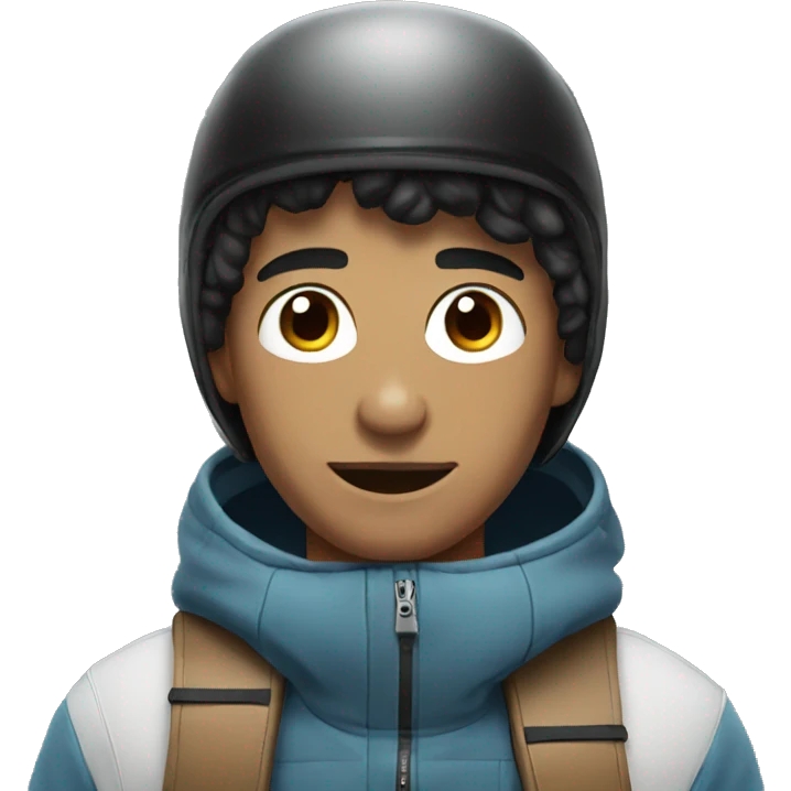 Guy with black hair on snowboard emoji