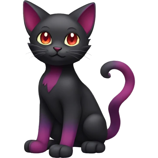 Cute cool dark black red purple cat Fakemon full body emoji