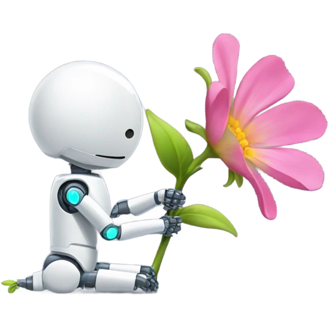 I want a robot bending over with a flower growing out its back emoji
