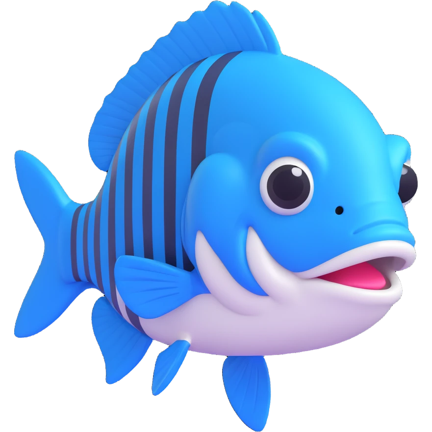 blue bass fish, 3d emoji style emoji