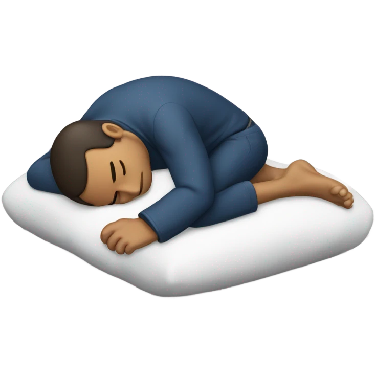 Man sleeping style look from behind, the leg look like frog that want to jump emoji