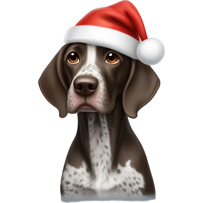 German shorthair with santa hat emoji