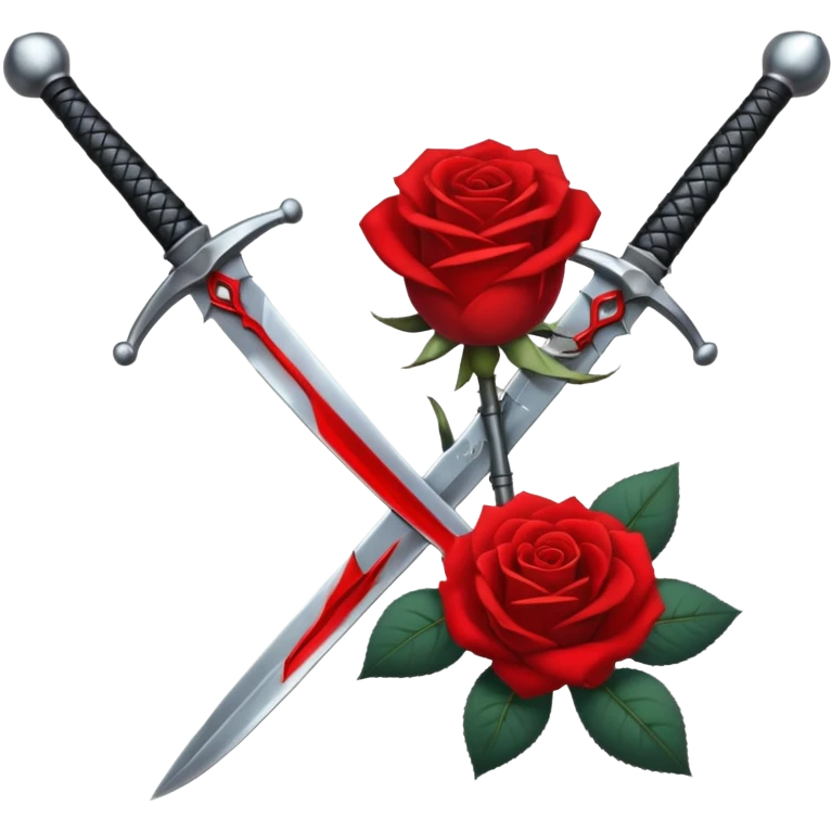 Crossed weapons with a rose emoji