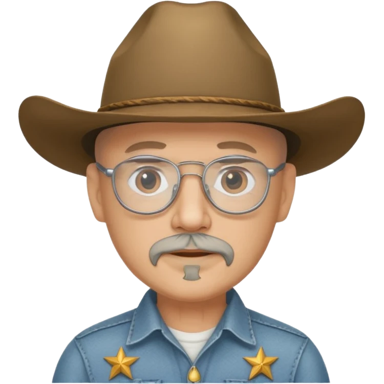 Bald gray gotea with cowboy hat and glasses emoji