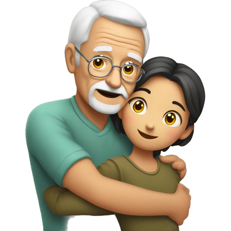 Grandpa huggings with girl emoji