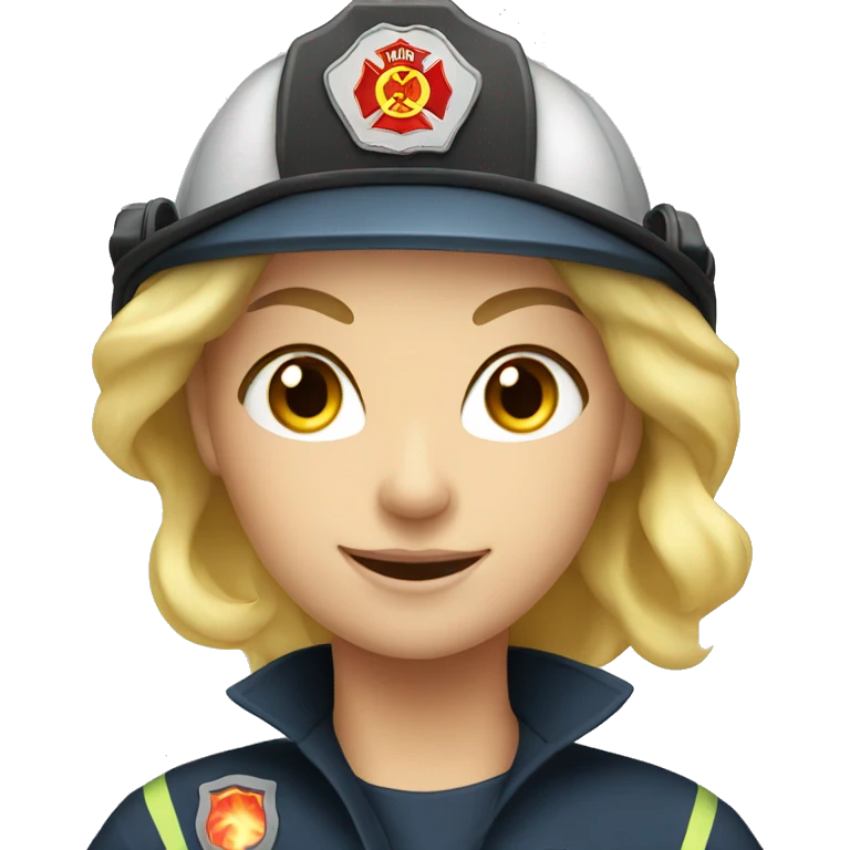 Blonde female firefighter with blue eyes emoji