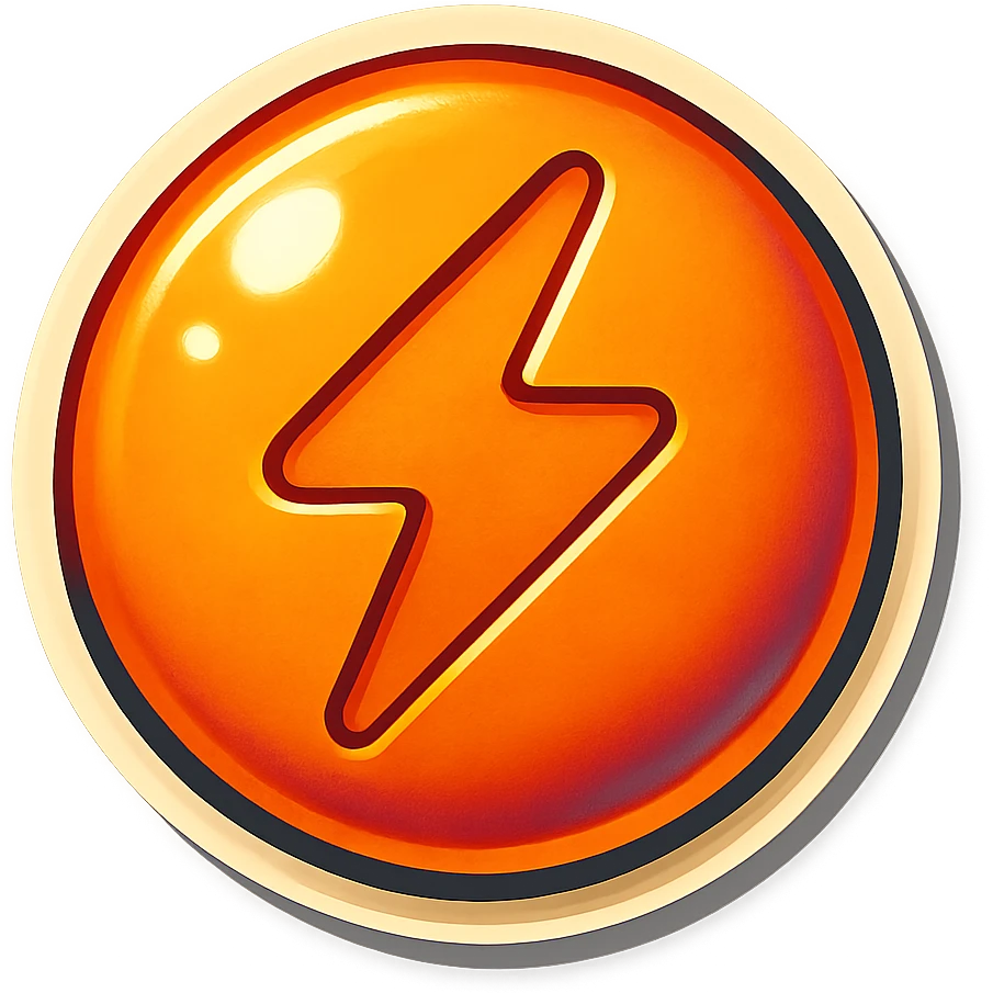 retro sticker style icon of a dalgona candy with a lightning bolt shape pressed in the center, playful and bold emoji