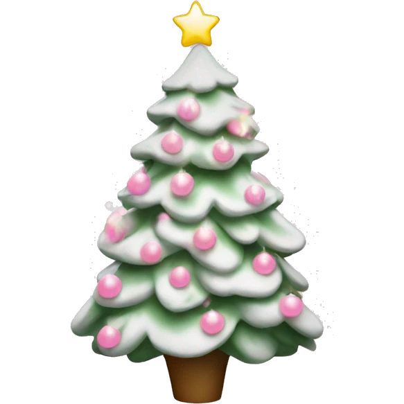 white christmas tree with light pink decorations  emoji
