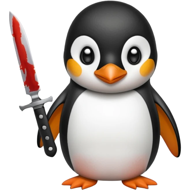 Pinguin with bloody knife emoji