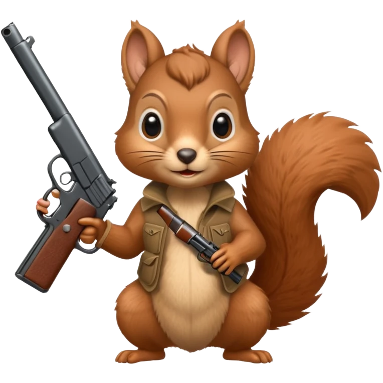 Cute Squirrel holding a gun emoji