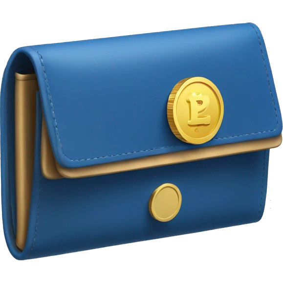 A blue wallet with a gold coin in front of it emoji