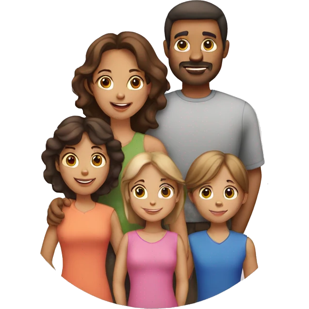 a family with a man, a woman,one boy and two girls emoji