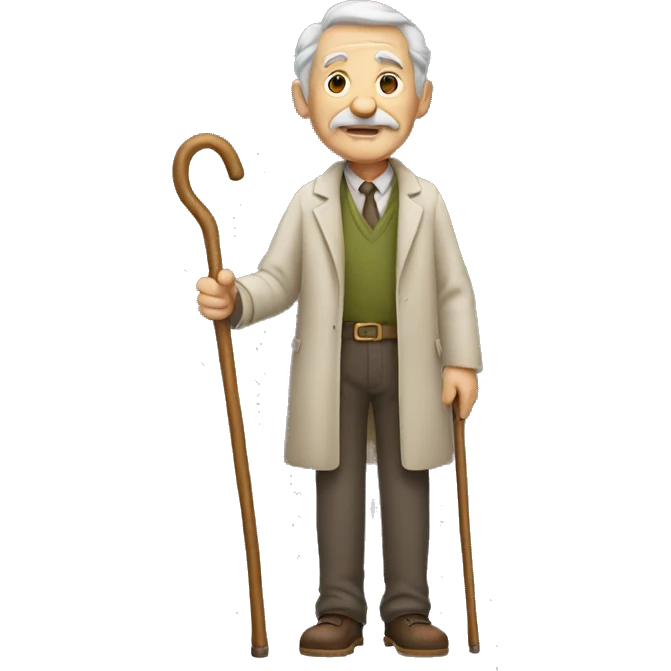 old man with cane facing forward emoji