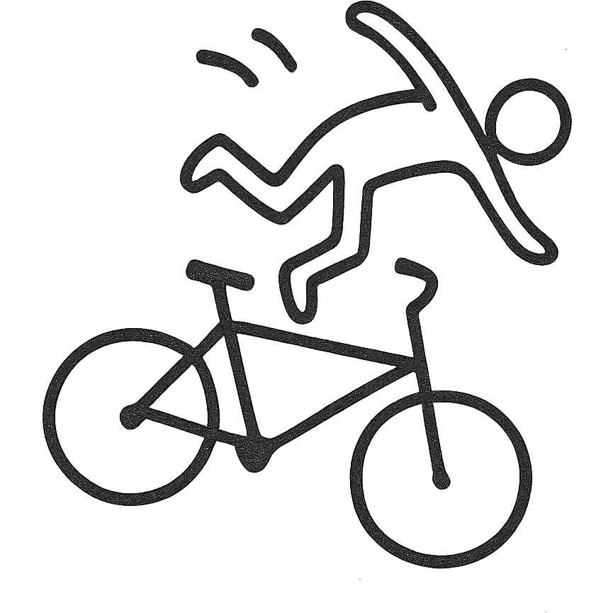 minimalistic all white person tumbling off a bike emoji
