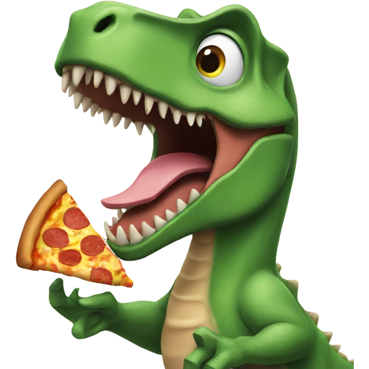 dinosaur eating pizza emoji