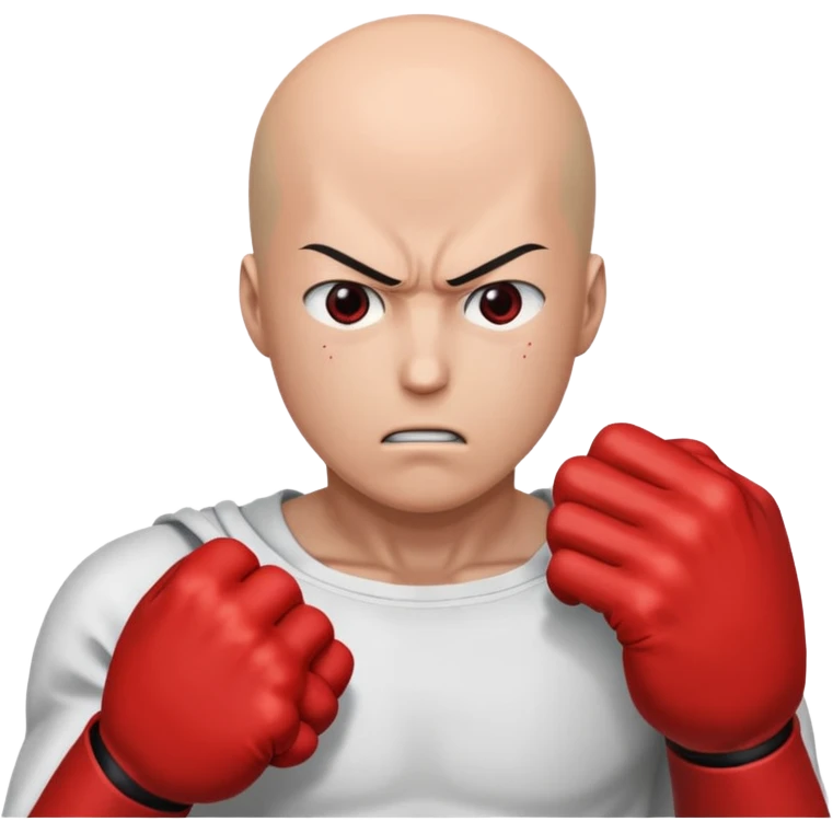 Angry Saitama with his red giant hand punching (just punch), no-face emoji