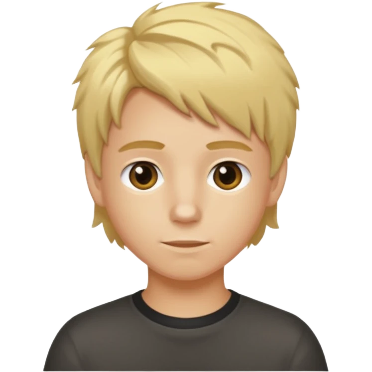 Je veux un garçon brun avec des mèches blondes qui montre à la caméra ses cheveux avec des mèches blondes emoji