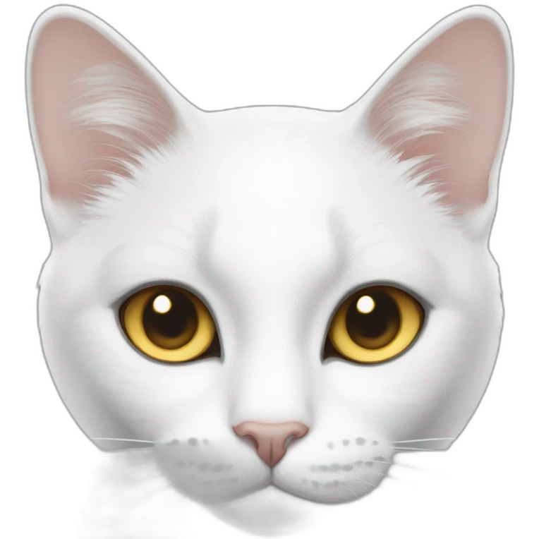 white cat with grey spots and spot on nose with gold eyes emoji