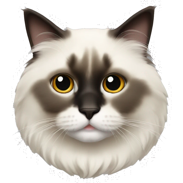 Ragdoll cat with full dark face emoji