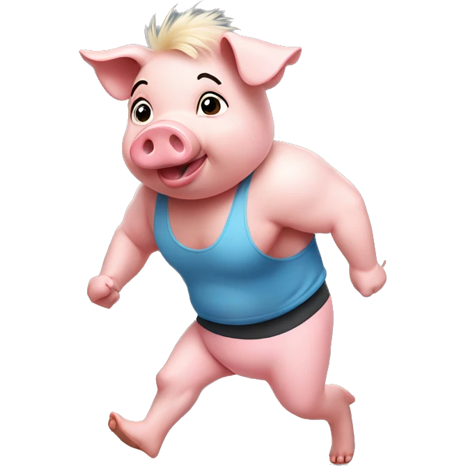 A little pig doing exercise wearing crop top emoji