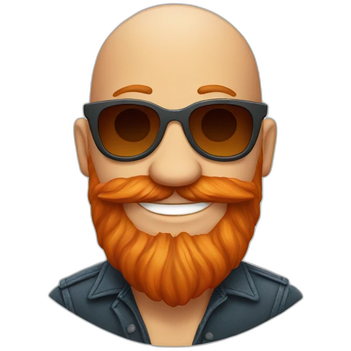 smiling rocking bald red beard men with sun glasses emoji