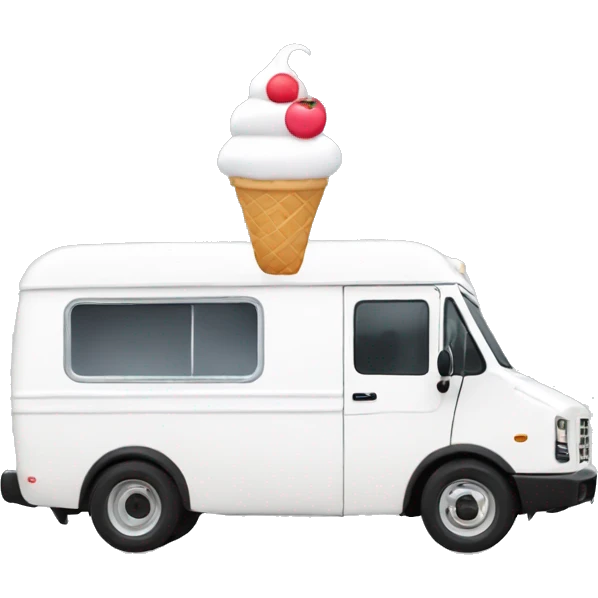 minimalistic white ice-cream van, side view emoji