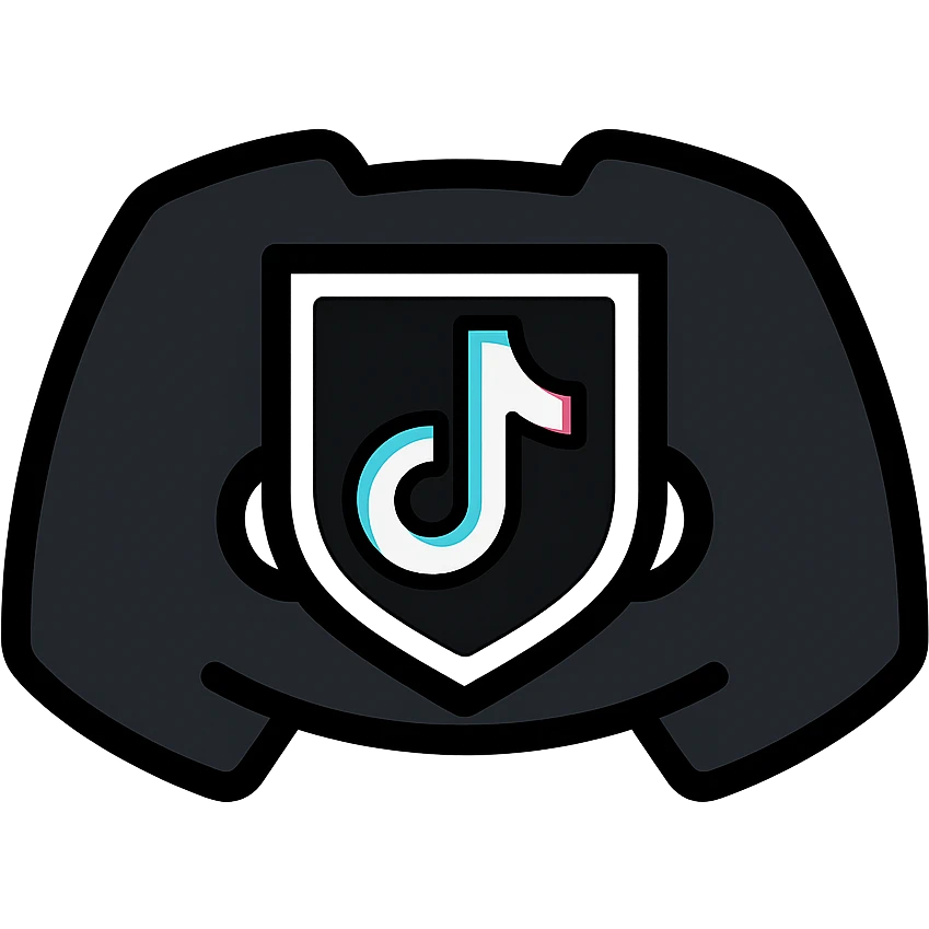 Discord role icon inspired by the TikTok logo, using TikTok's signature colors black white cyan and pink, modern and visually appealing, suitable for Discord roles emoji
