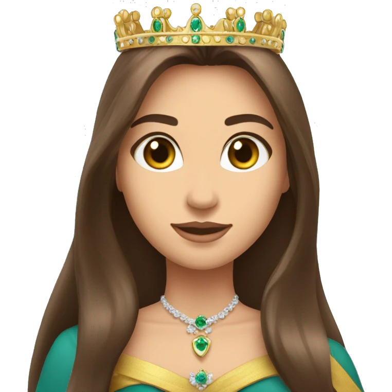 miss with crown sash written Jaraguá do Sul very long straight brown hair emoji
