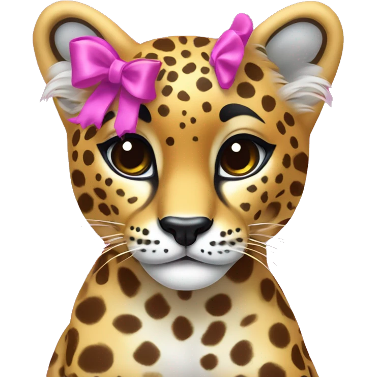 Lisa frank vibe cheetah with big brown bow emoji