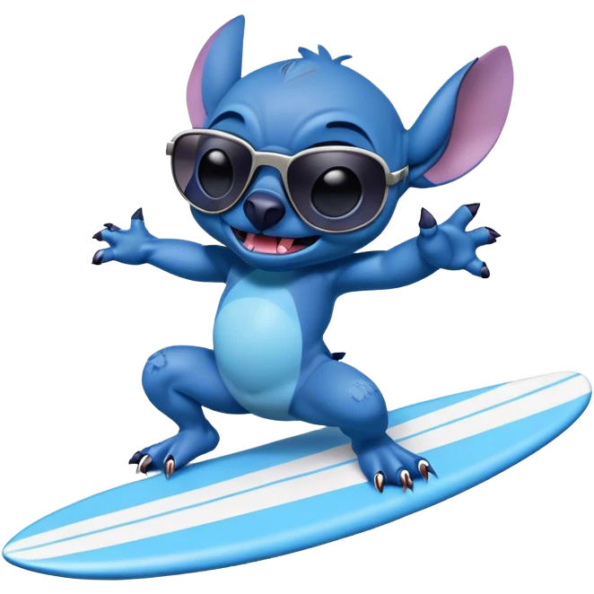 Stitch surfing with sunglasses  emoji